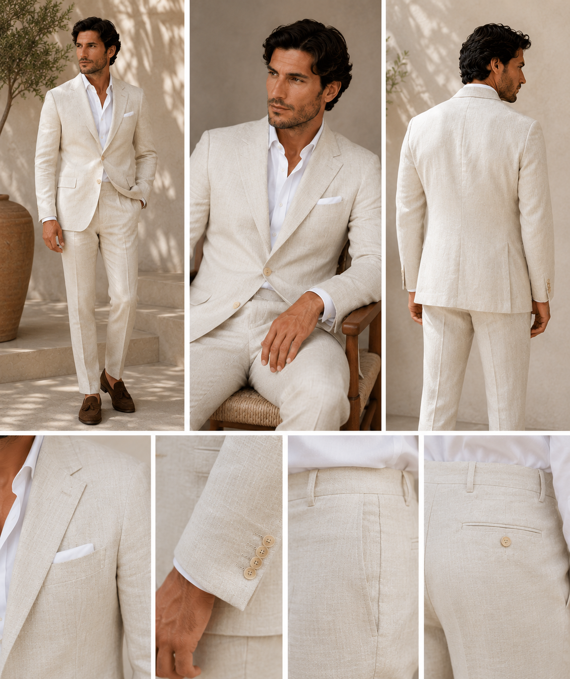 Men's Classic Single Breasted Linen Blend Suit 1